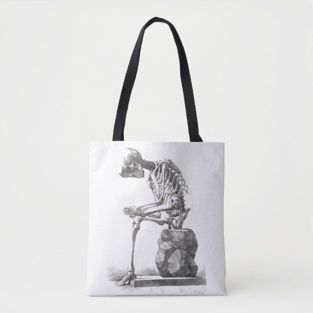 Tote Bag Halloween squelette assis anatomie (Devant)
