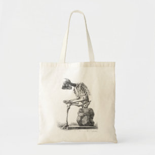Tote Bag Halloween squelette assis anatomie