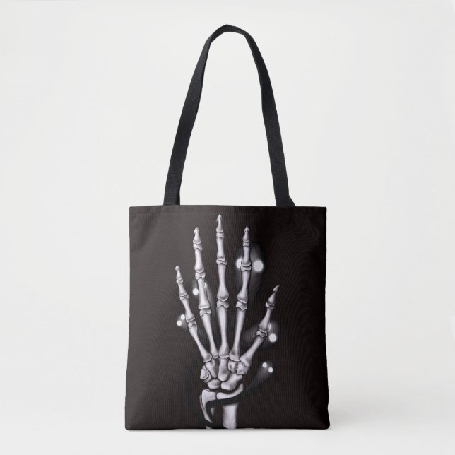 Tote Bag Halloween Squelette main Goth (Devant)