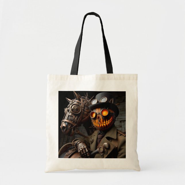 Tote Bag Halloween Steampunk Jack-O-Lantern Horseman (Devant)