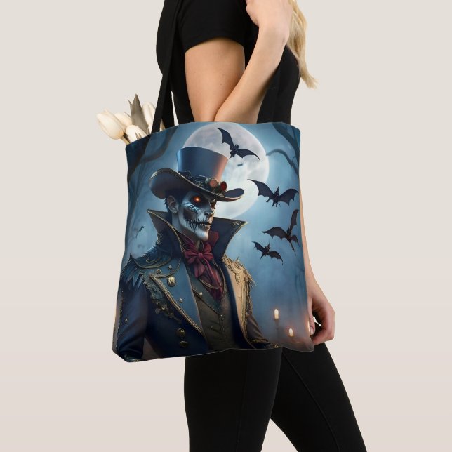 Tote Bag Halloween Steampunk Southern Gentleman Zombie (De près)