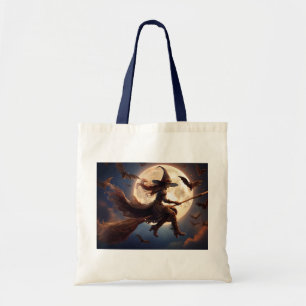 Tote Bag Halloween Steampunk Witch Vol au clair de lune