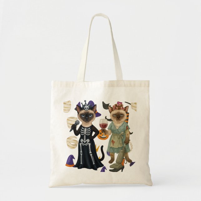 Tote Bag Halloween themed for Siamese Cat Lovers  (Devant)