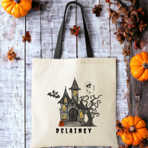 Tote Bag Halloween Treat Haunted House