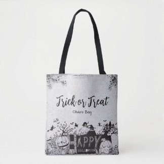 Tote Bag Halloween "Trick or Treat" avec le nom