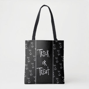 Tote Bag Halloween trick or treat noir et blanc