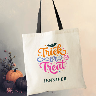 Tote Bag Halloween « Trick or Treat » Personnalisé et Color