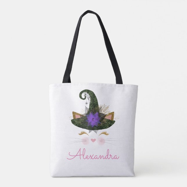 Tote Bag Halloween Trick ou Treat Kitty Witogram (Dos)
