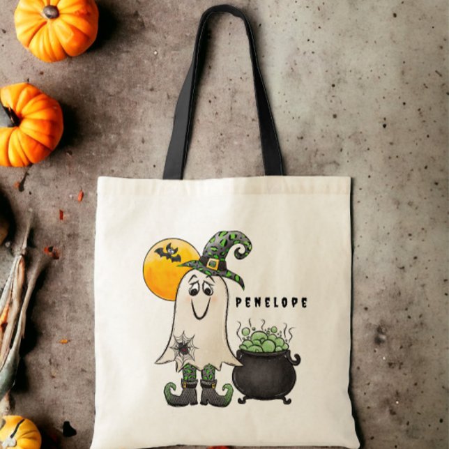 Tote Bag Halloween Trick ou Treat Witch Nom du cauldron fan (Créateur téléchargé)