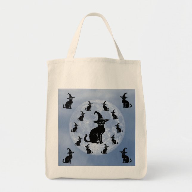 Tote Bag Halloween/Tricoter ou traiter le chat (Devant)
