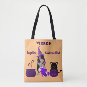 Tote Bag Halloween Wicked Wandering sorcière Orange Cute Ca