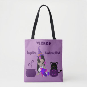 Tote Bag Halloween Wicked Wandering sorcière pourpre mignon