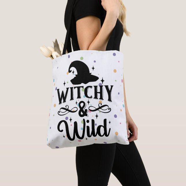Tote Bag Halloween Witchy et Wild Polka Dot (De près)