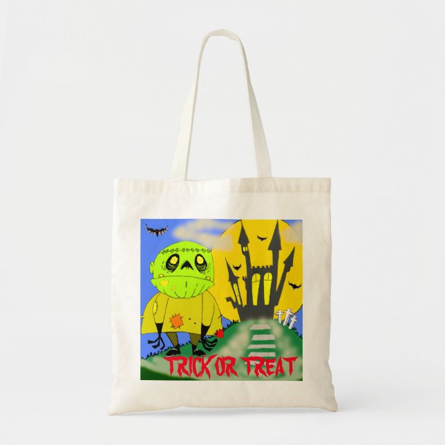 Tote Bag Halloween Zombie and Castle Trick or Treat (Devant)