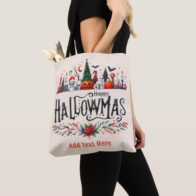 Tote Bag Hallowmas Totes Mashup de Noël Halloween (De près)