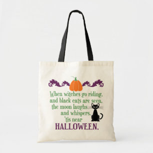 Tote Bag Hallween dire avec Chat noir et Citrouille
