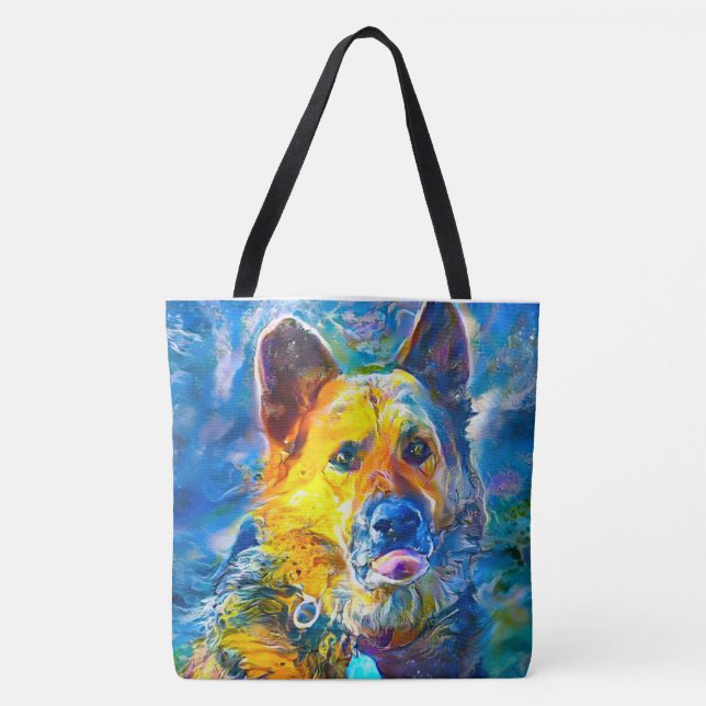 Tote Bag Halo : Portrait d'un berger allemand (Devant)
