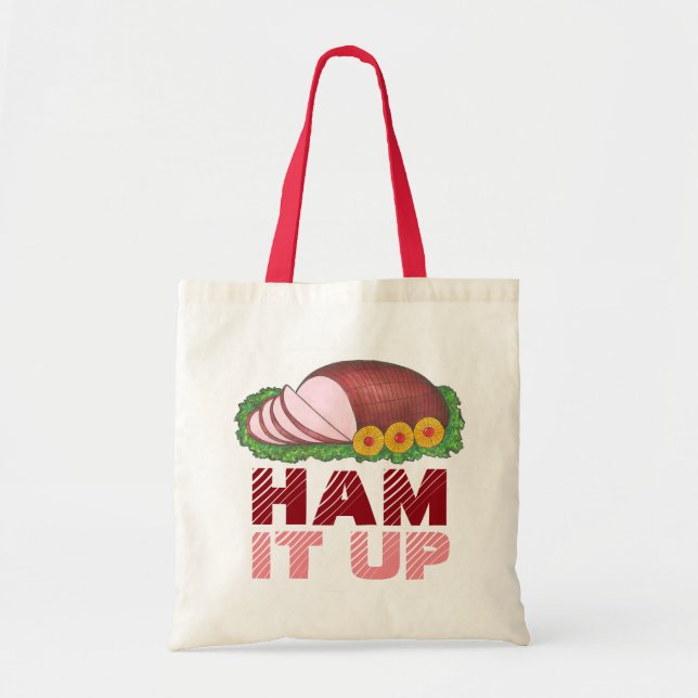 Tote Bag HAM IT UP Funny Christmas Holiday Foodie Fourre-to (Devant)