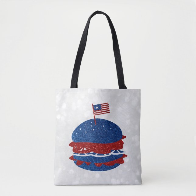 Tote Bag Hamburger 4 juillet Paillettes (Devant)