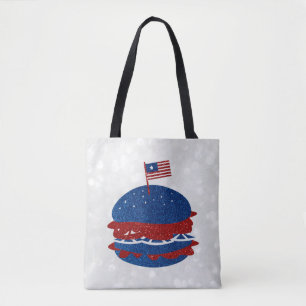 Tote Bag Hamburger 4 juillet Parties scintillant