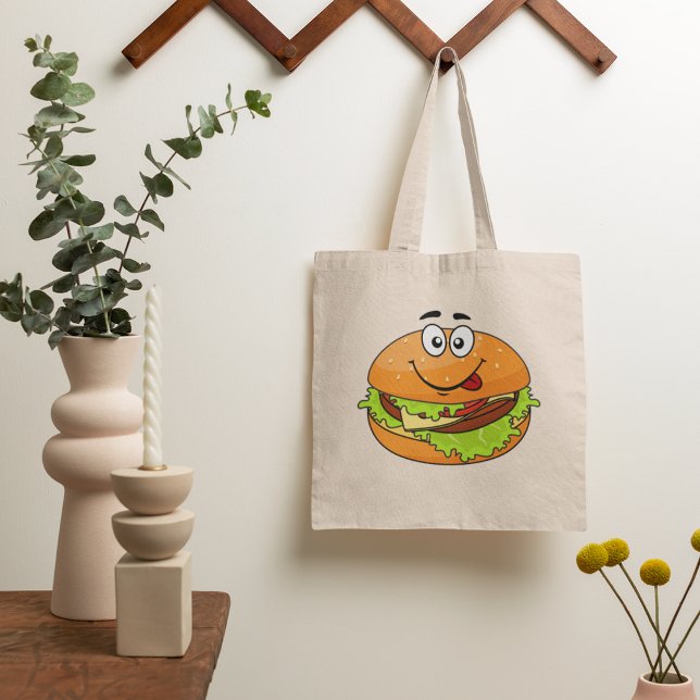 Tote Bag Hamburger Savoureux Avec Un Visage (Créateur téléchargé)