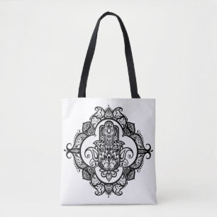 Tote Bag Hamsa avec le griffonnage ethnique 2 d'ornements