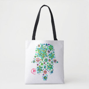 Tote Bag Hamsa of Jewish Stars Art