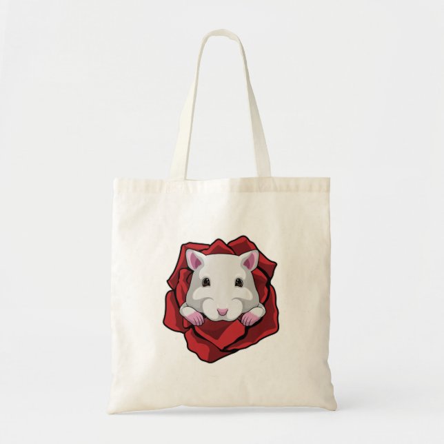 Tote Bag Hamster avec Rose (Devant)