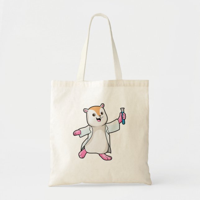 Tote Bag Hamster en tant que scientifique avec tube d'essai (Devant)