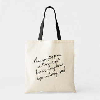 Tote Bag Hand-Scripted Peace Love & Hope
