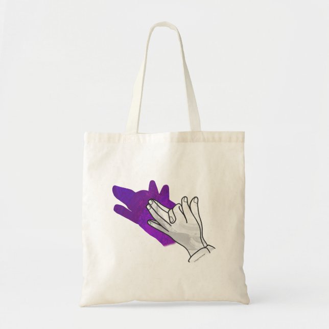 Tote Bag Hand Silhouette Wolf Purple (Devant)