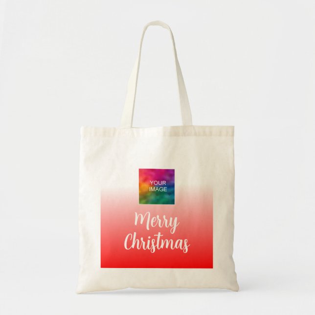 Tote Bag Handwritten Merry Christmas Photo or Logo Template (Devant)