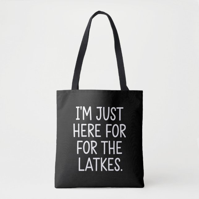 Tote Bag Hanoukka Je suis juste ici pour les Latkes juifs (Devant)