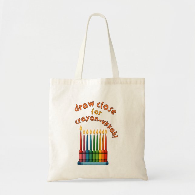 Tote Bag Hanukkah Chanukkah Crayon-ukkah Funny Menorah Gift (Devant)