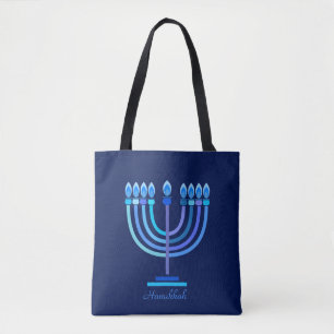 Tote Bag Hanukkiah Happy Hanoukka Jewish Holiday Menorah