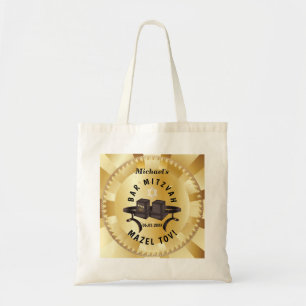 Tote Bag Happy Bar Mitzvah 20XX Tefellin Gold Décoratif