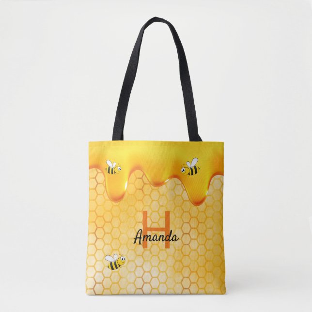 Tote Bag Happy Bumble abeilles miel nom goutte à goutte (Devant)