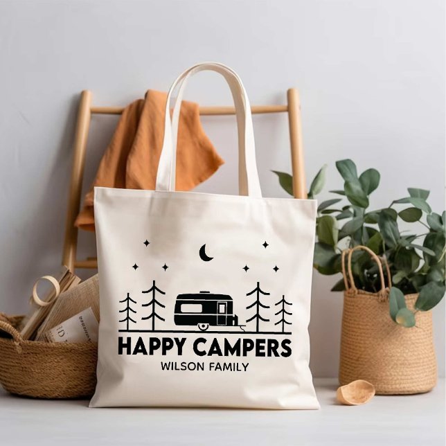 Tote Bag Happy Campers nom de famille Adventure Camp Life (Happy Campers family Name Adventure Camp Life Tote Bag)