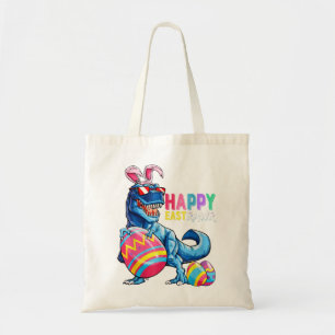 Tote Bag Happy Eastrawr T Rex Dinosaur Easter Bunny Egg Cos