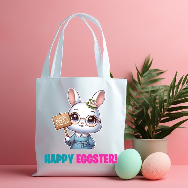Tote Bag Happy Eggster - Fleurs Drôle (Créateur téléchargé)