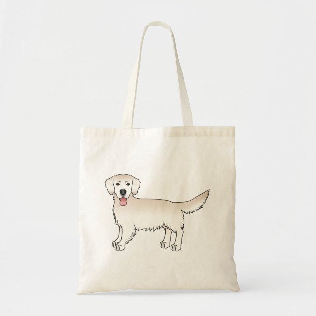 Tote Bag Happy English Cream Golden Retriever Cartoon Chien (Devant)