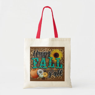Tote Bag Happy Fall Citrouille Flower Elegant