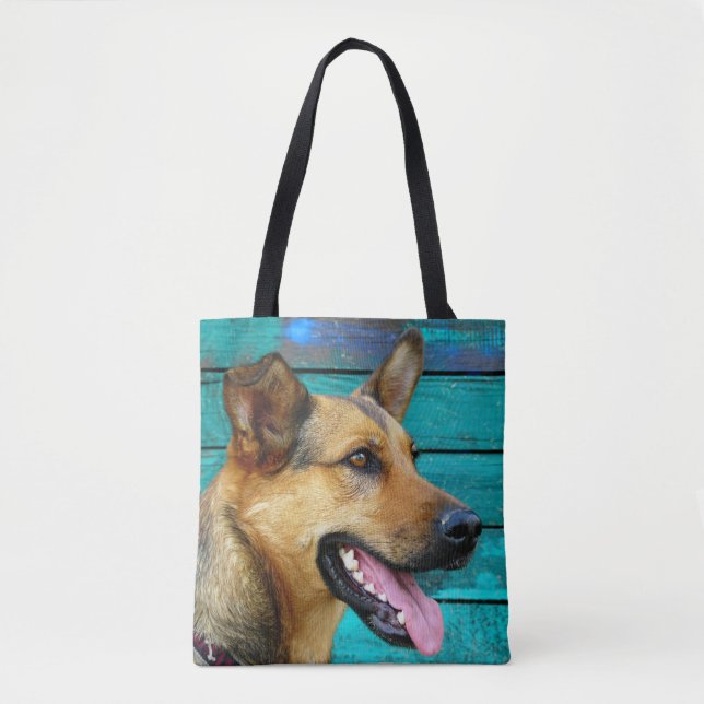 Tote Bag Happy German Shepherd dog (Devant)