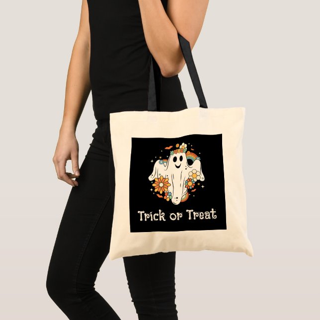 Tote Bag Happy Ghost Retro Hippie Vibe (Devant (produit))