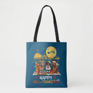 Tote Bag Happy Hallothanksmas Halloween Thanksgiv