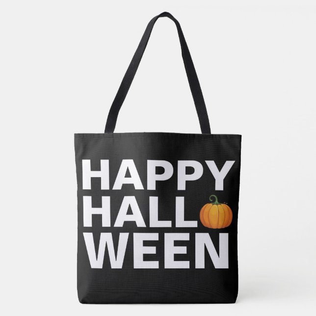 Tote Bag Happy Halloween Design Avec Type (Devant)