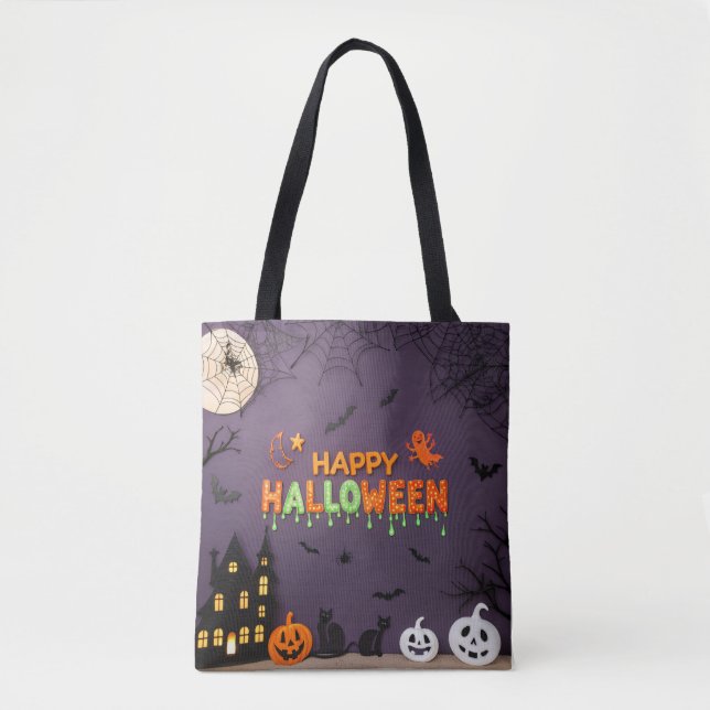 Tote Bag Happy Halloween Éffrayant & mignon Trick or Treat (Devant)