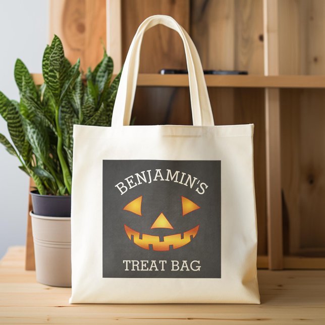 Tote Bag Happy Halloween Personnalisé Nom Jack-o-lanterne t (Custom Tote Bag)