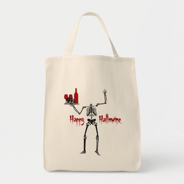 Tote Bag Happy Hallowine Skeleton sans tête (Devant)