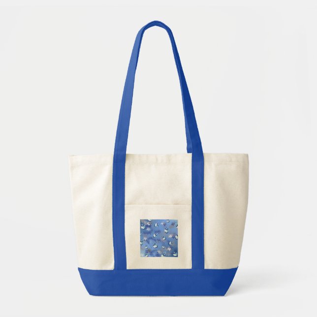 Tote Bag Happy Hanukkah Falling Star and Dreidels (Devant)